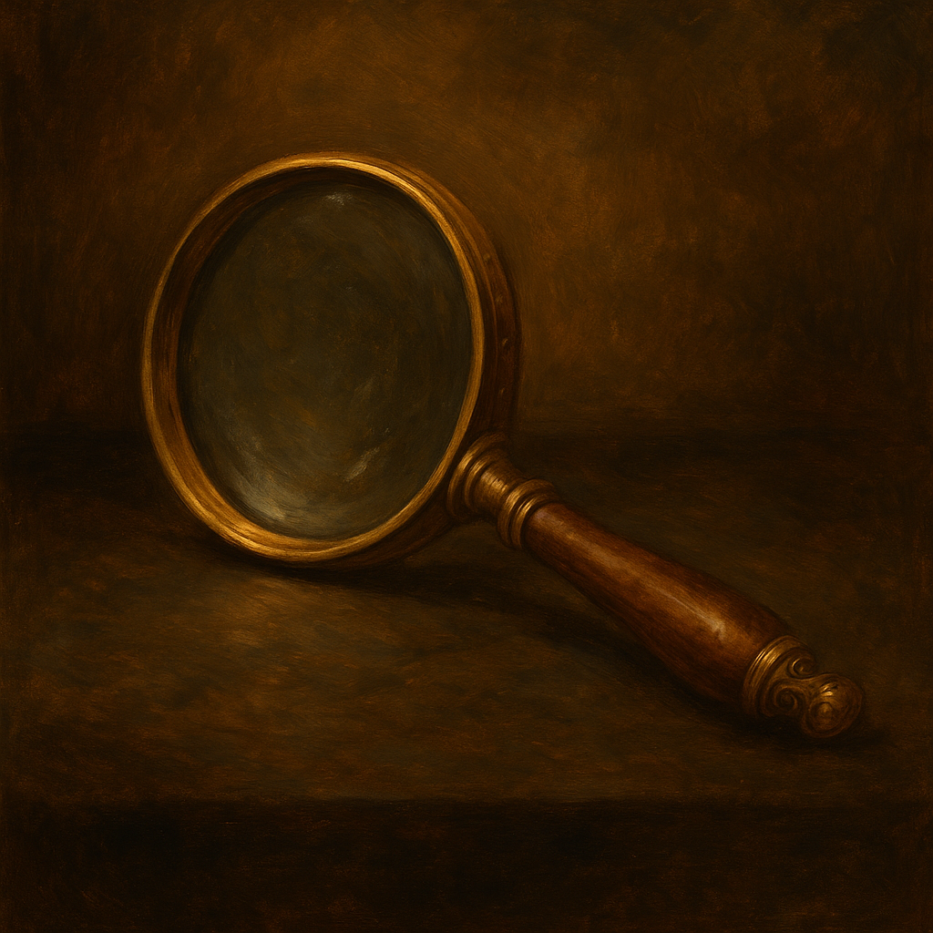 Magnifying glass examining the details